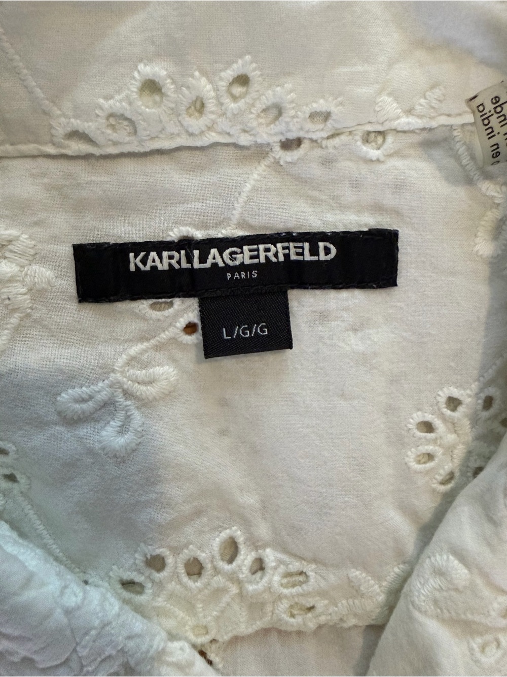 Karl Lagerfeld White Eyelet Button-Down Short-Sleeve Shirt - Picture 6 of 7